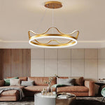 Dimmable Round Led Ring Chandelier Crown Design Modern Aluminum Acrylic Pendant Light For Living Room
