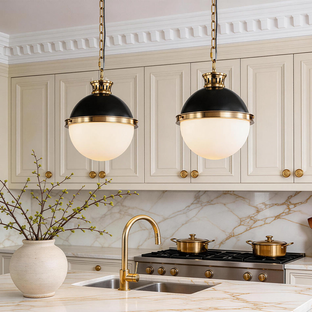 Classic Glass Globe Pendant Light with Adjustable Chain