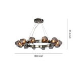 Nova Round Chandelier in Black with Clear Glass Shades