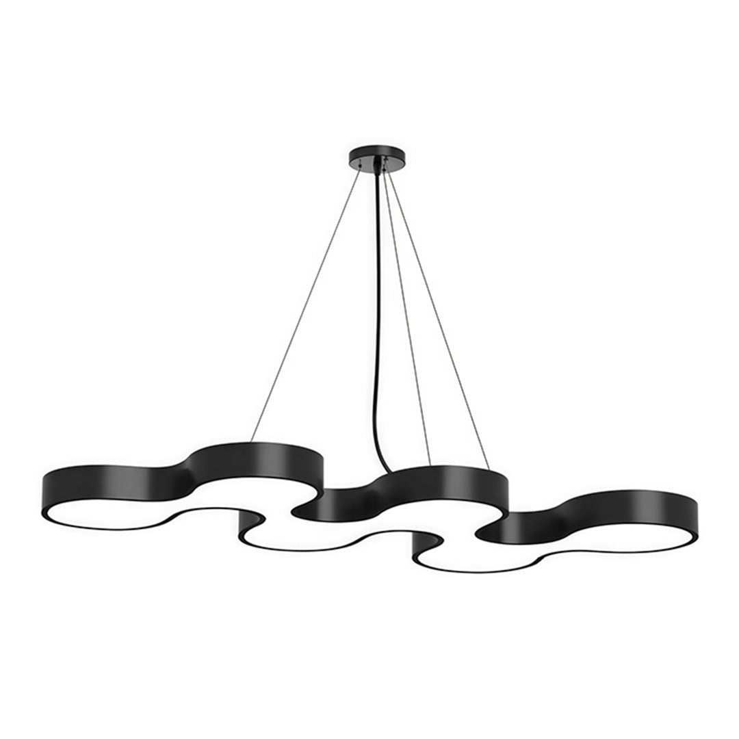 Modern S-Shaped Coral LED Chandelier in Black Iron for Dining & Living Spaces
