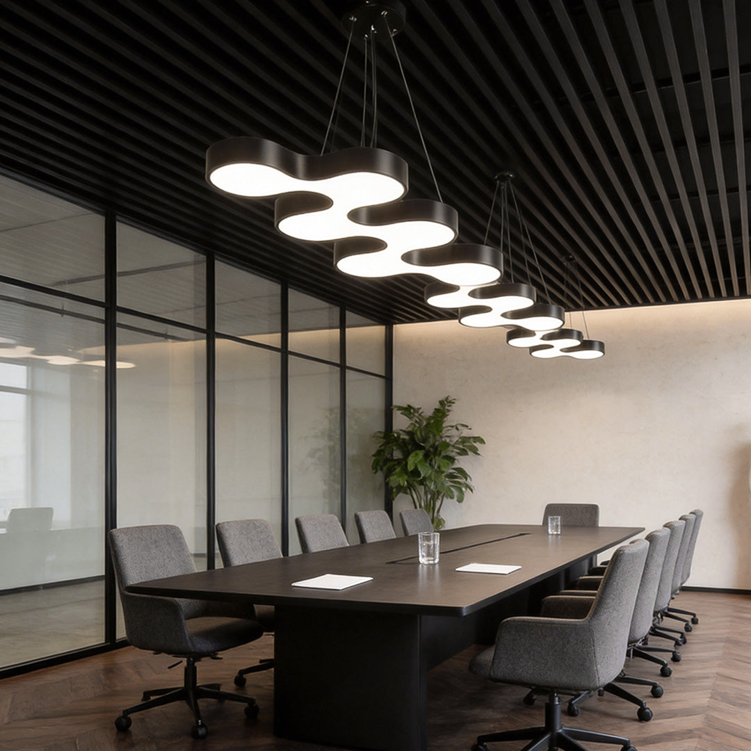 Modern S-Shaped Coral LED Chandelier in Black Iron for Dining & Living Spaces