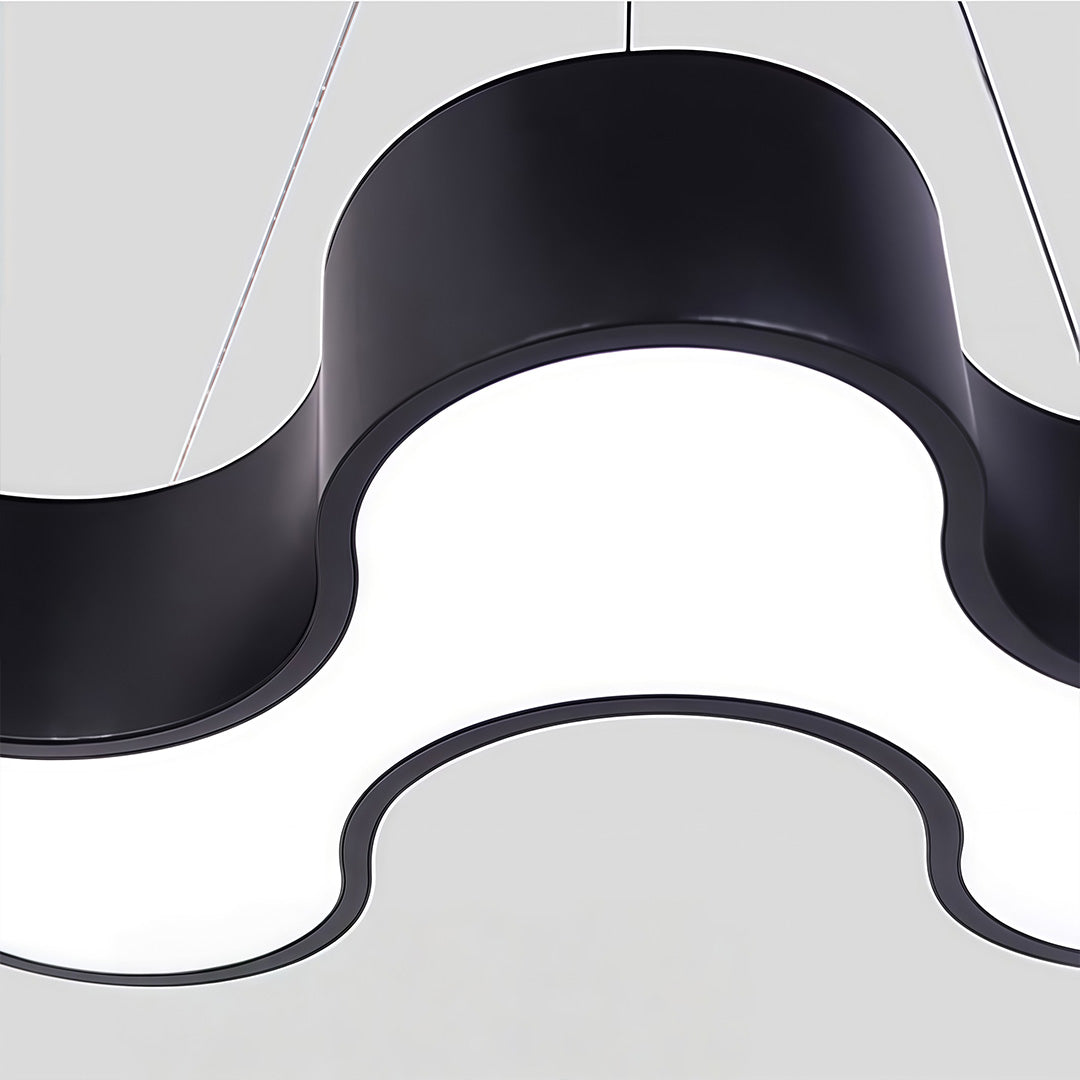 Modern S-Shaped Coral LED Chandelier in Black Iron for Dining & Living Spaces