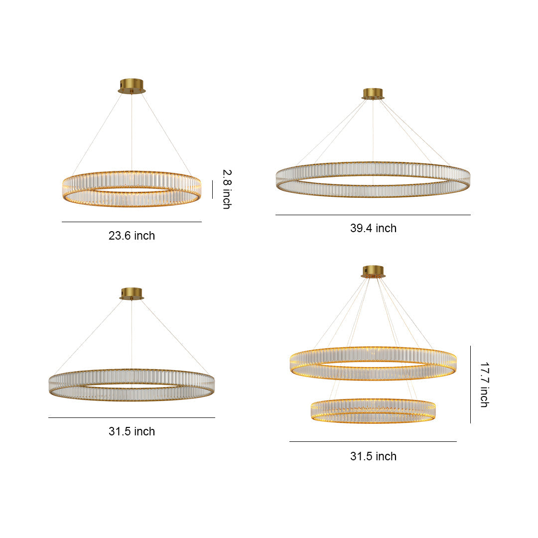 Aurelia Crystal Round Chandelier — American Minimalist LED Pendant for Modern Interiors