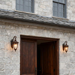 European Outdoor Wall Sconce in Sand-Black Aluminum with Clear Glass Shade