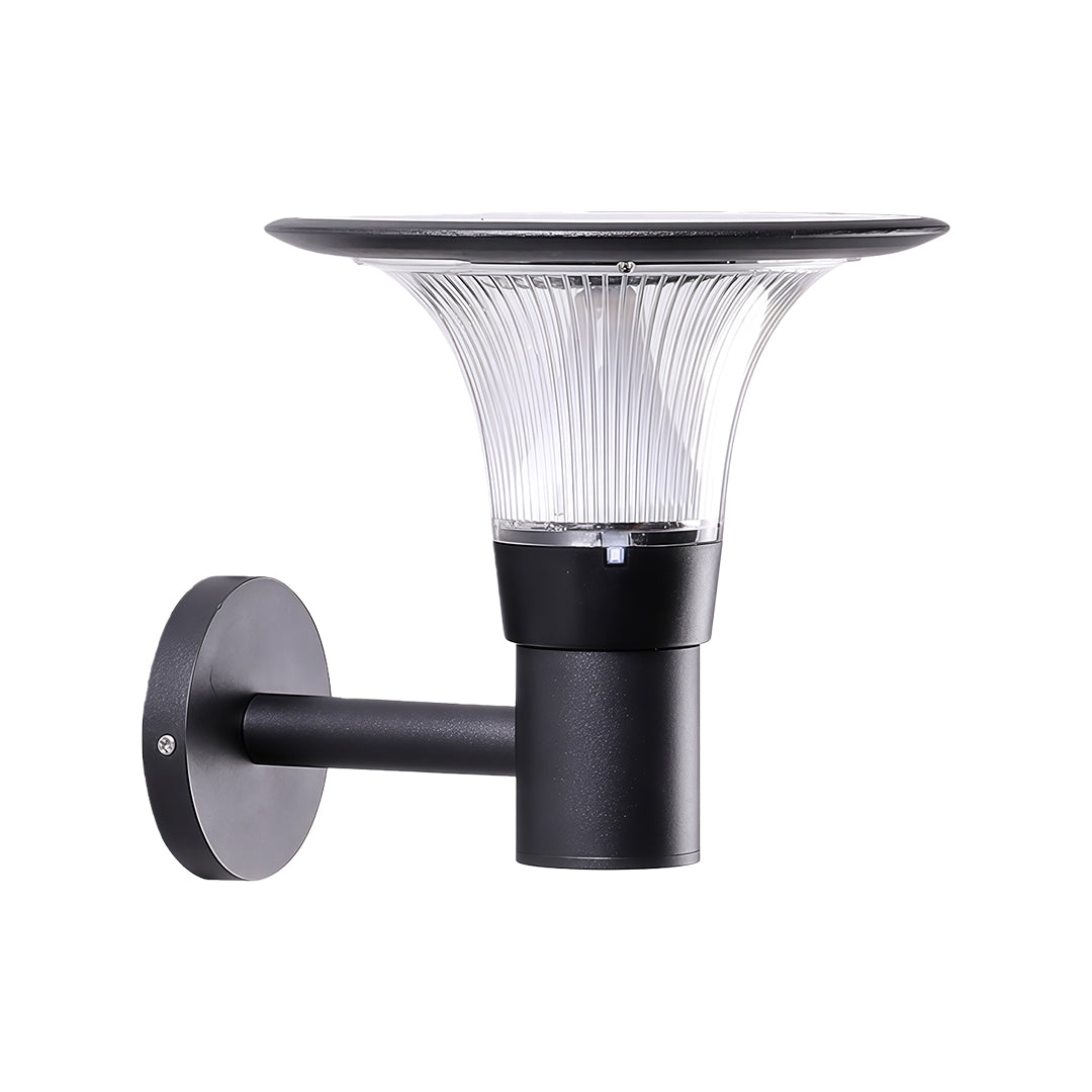 Aria Solar Wall Sconce — Black Aluminum Outdoor Light