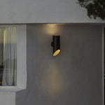 Modern Outdoor Up and Down Wall Sconce in Black Stainless Steel with Clear Glass