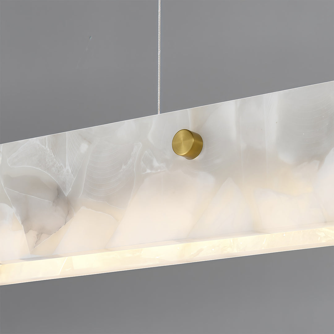 Copper Linear Pendant Light with Cloud Stone Shade