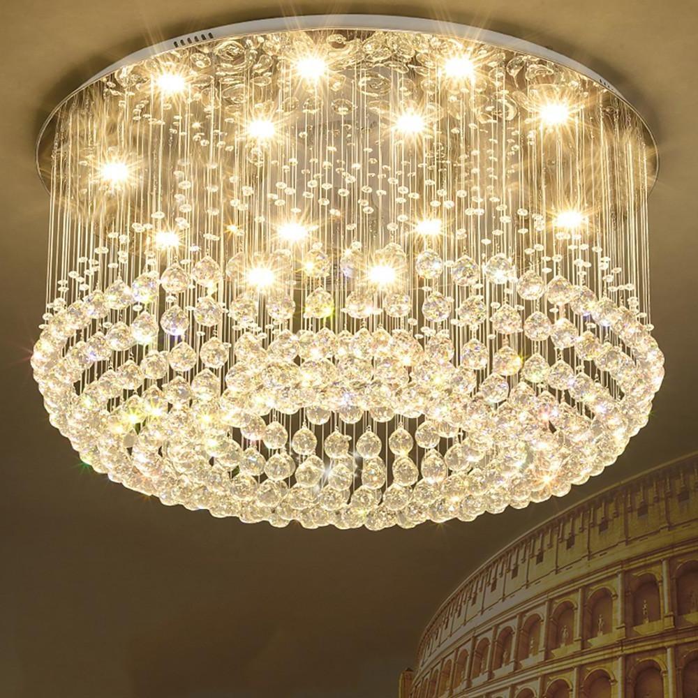 Glass Cicles Crystal Led Chandelier Drum Flush Mount Chandelier