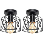Aurelia Wire Frame Lantern Semi-Flush Ceiling Light in Matte Black