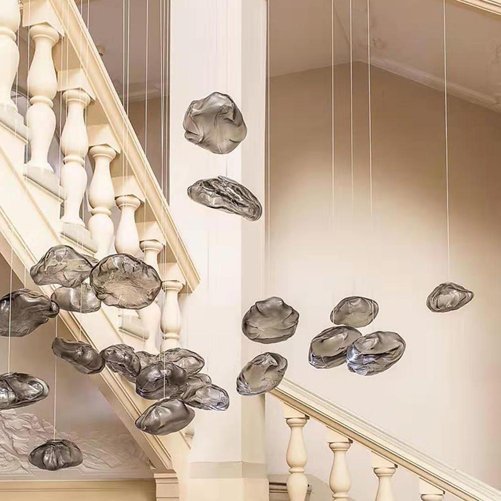 Artisan Glass Bubble Pendant Chandelier for Staircases and Modern Interiors