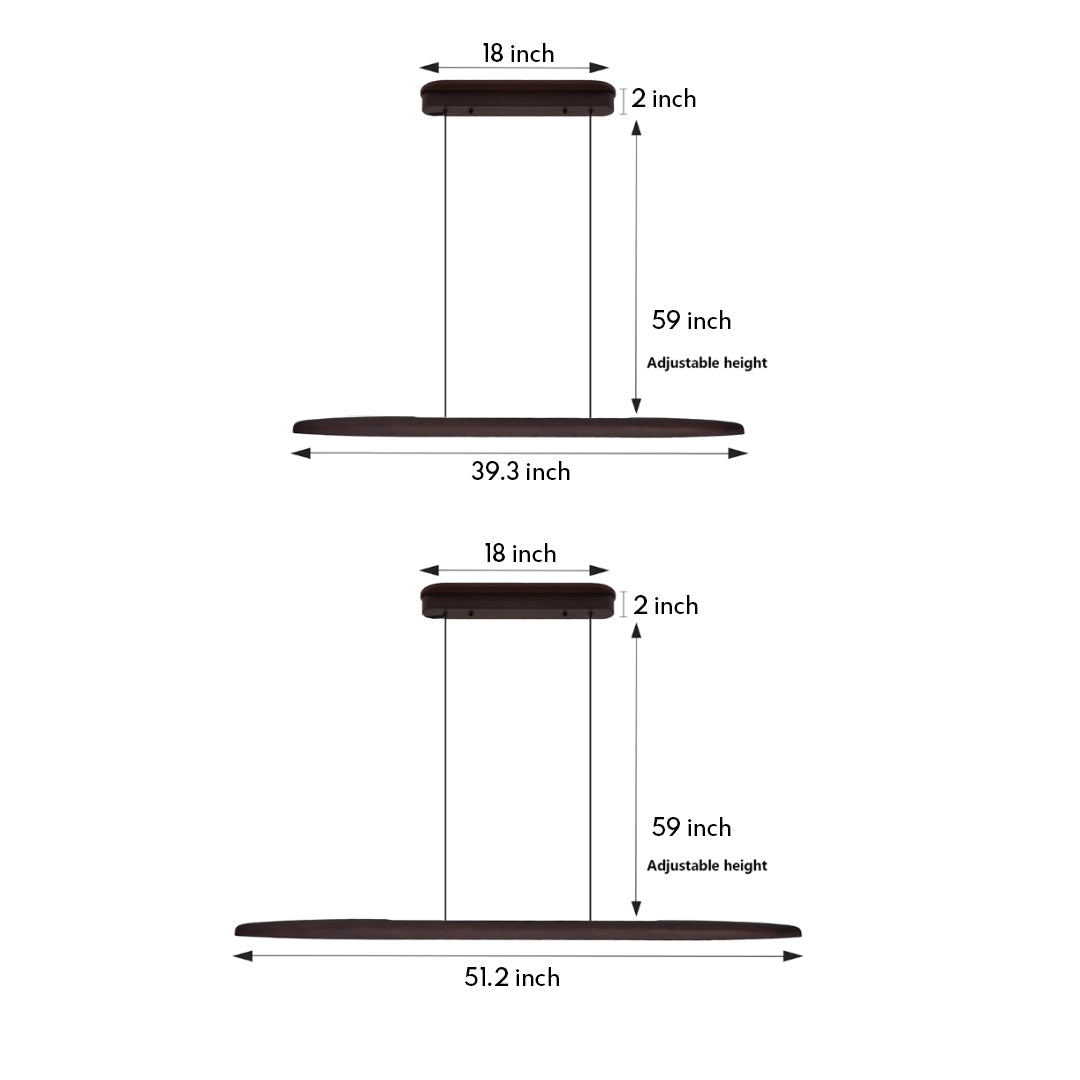 Linear LED Pendant Light in Walnut and Iron for Modern Dining and Kitchen