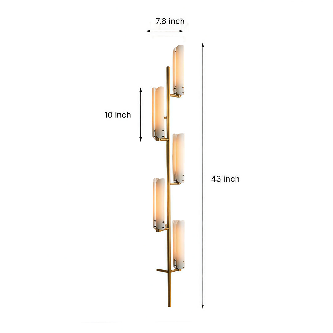 Art Deco Glass Wall Sconce in Polished Brass for Modern Interiors