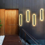 Linear Outdoor Wall Light in Black Metal, Waterproof LED Sconce