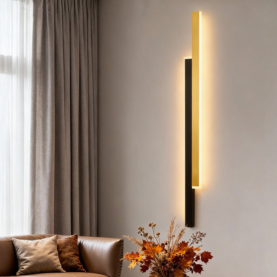 Nordic Minimalist Vertical LED Wall Sconce with Dual Light Strips