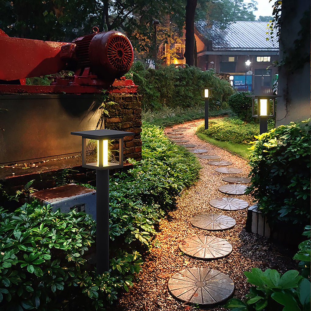 LED Post Lights with Rain Shield, Sand Gray Outdoor Landscape Lighting