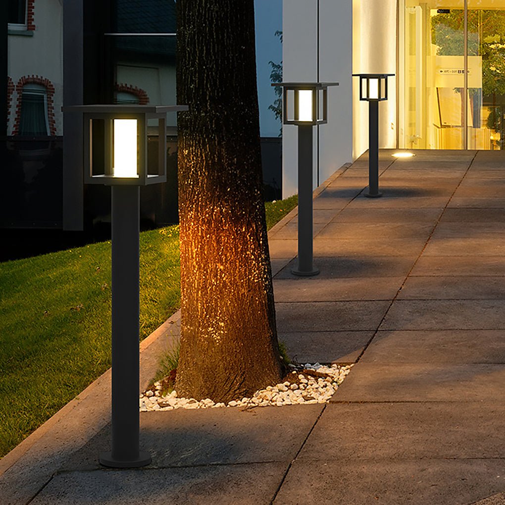LED Post Lights with Rain Shield, Sand Gray Outdoor Landscape Lighting
