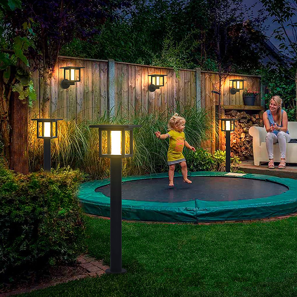 LED Post Lights with Rain Shield, Sand Gray Outdoor Landscape Lighting