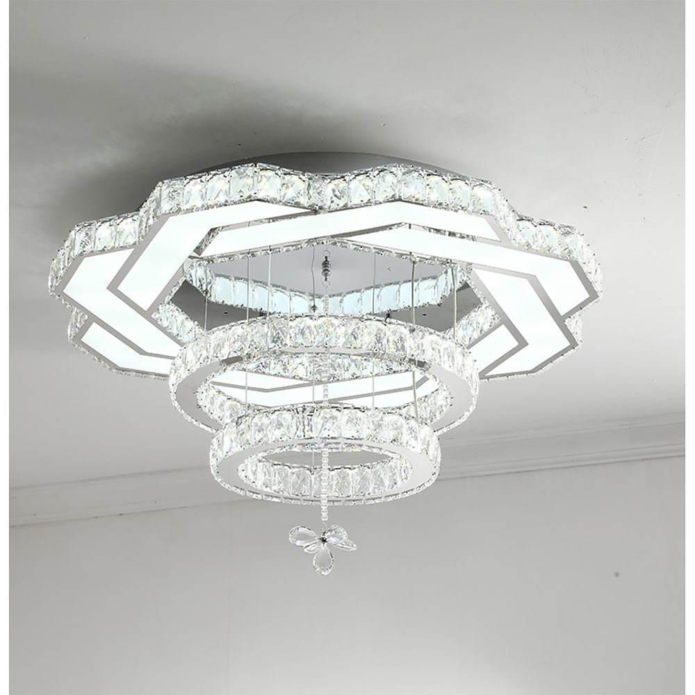 Ambient Crystal Led Flush Mount Light 20 24 31 Gold Or Silver