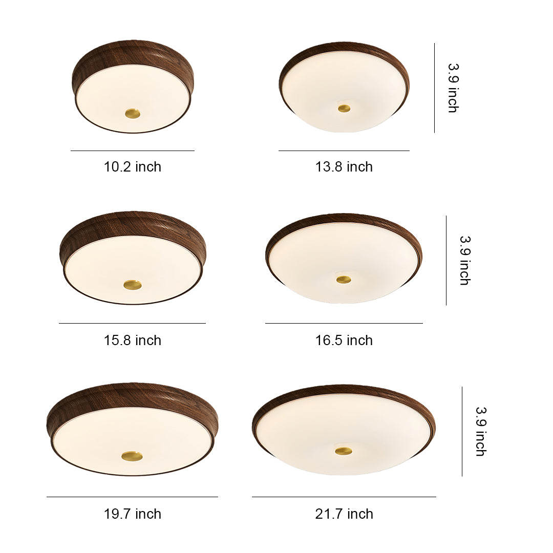 Art Deco Walnut Flush Mount Ceiling Light with Full-Spectrum LED