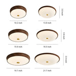 Art Deco Walnut Flush Mount Ceiling Light with Full-Spectrum LED