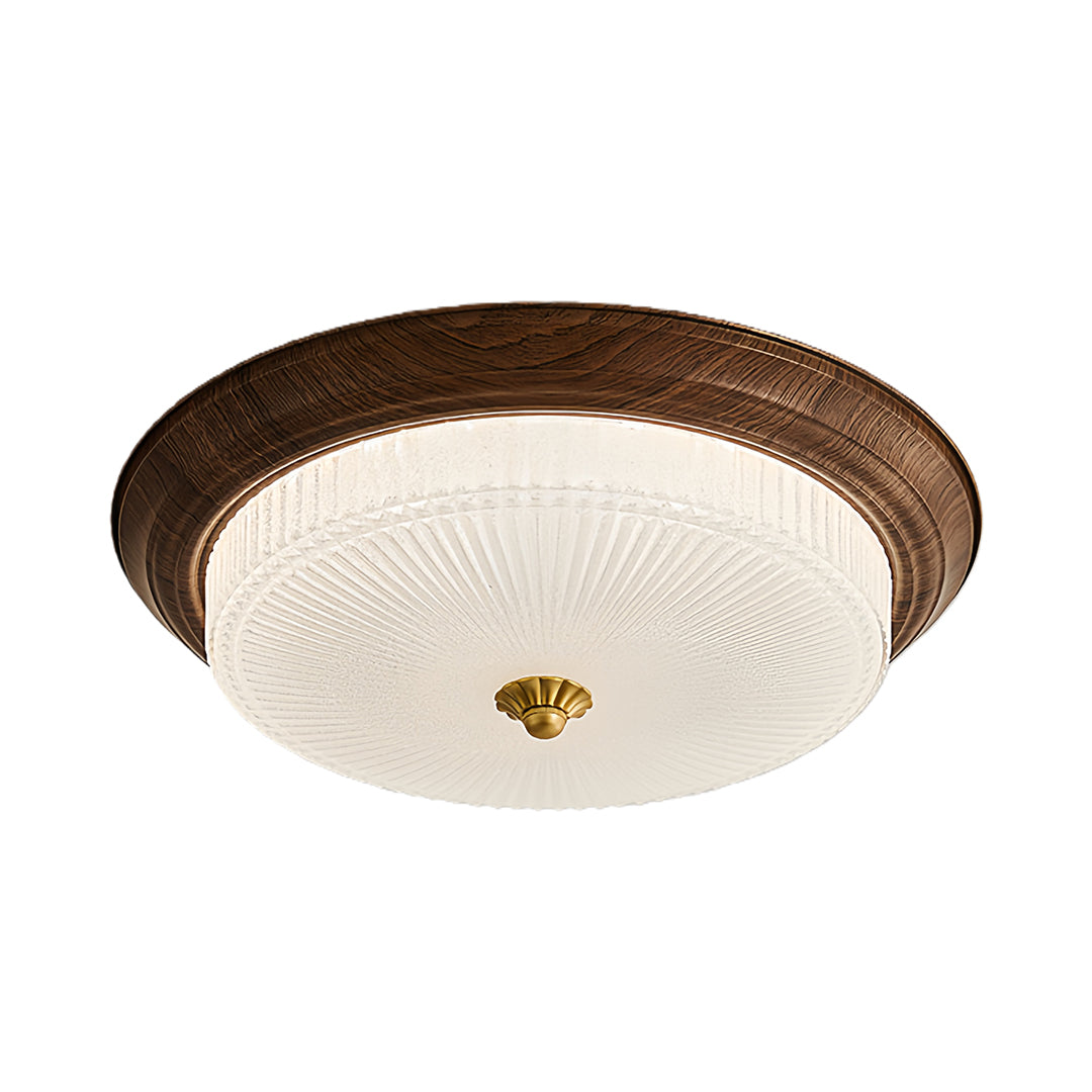 Art Deco Walnut Flush Mount Ceiling Light with Full-Spectrum LED