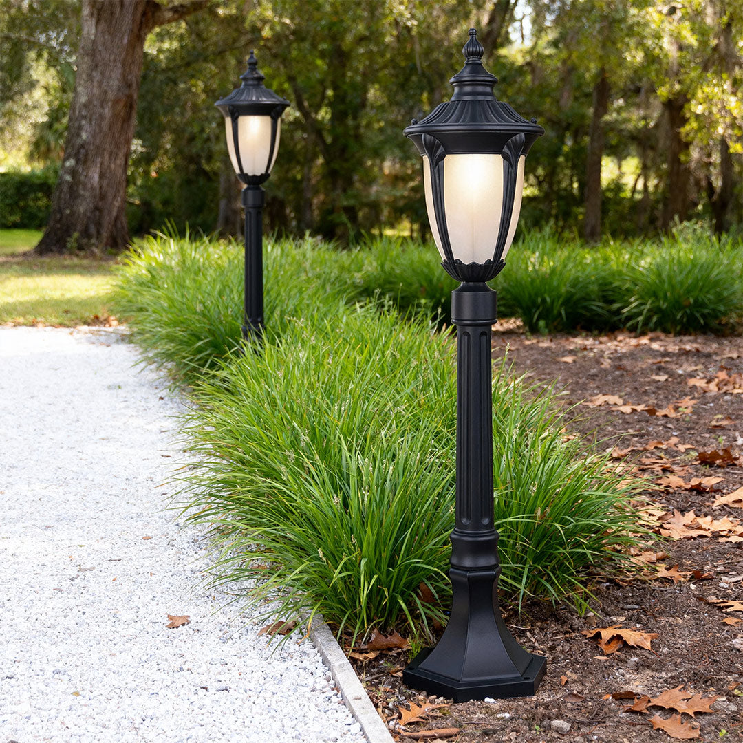 European Style Aluminum Garden Post Light with Clear Glass Shade