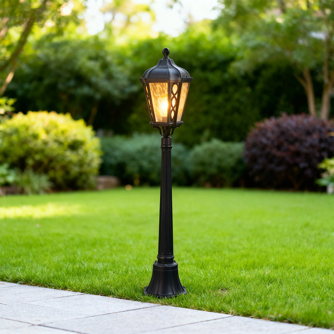 Modern European Outdoor Post Light with Clear Glass Shade