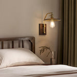 Japanese Retro Wave Glass Wall Sconce with Rubberwood Accent