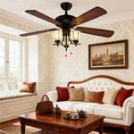 Artisan Wood Grain Ceiling Fan with Integrated Lighting – Vintage Modern Design