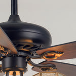 Artisan Wood Grain Ceiling Fan with Integrated Lighting – Vintage Modern Design