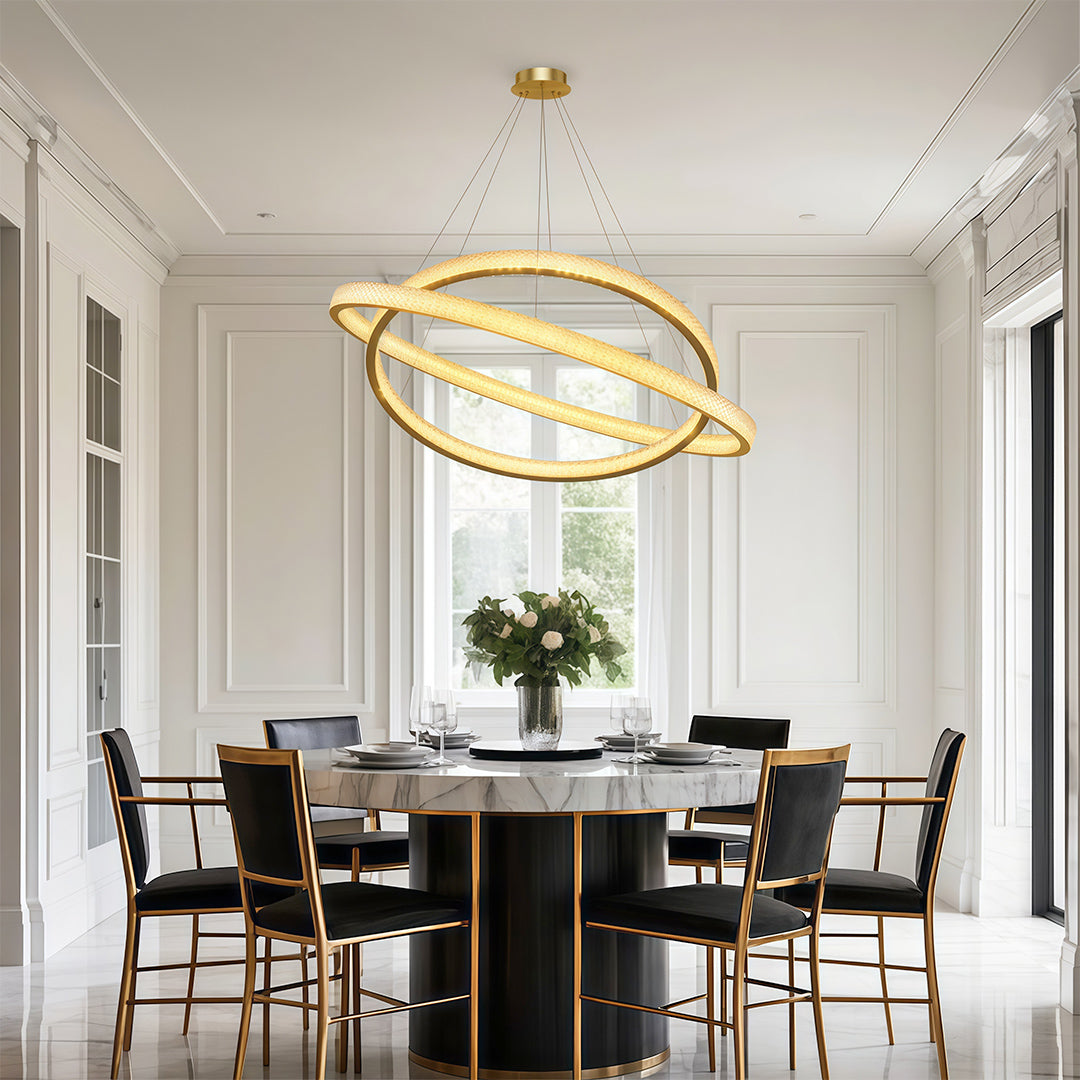 Aurelia Circular LED Chandelier in Copper, Chrome, or Black