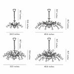 Vintage French Country Floral Iron Chandelier with Glass Shades