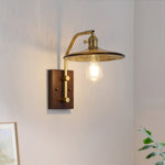 Japanese Retro Wave Glass Wall Sconce with Rubberwood Accent