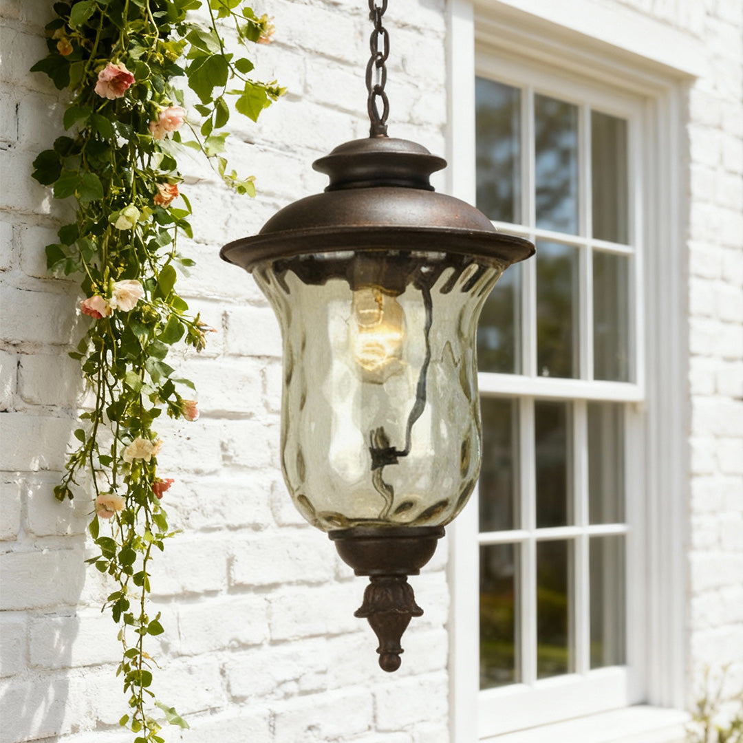 European Industrial Aluminum Pendant Light with Clear Glass Shade for Outdoor Corridors