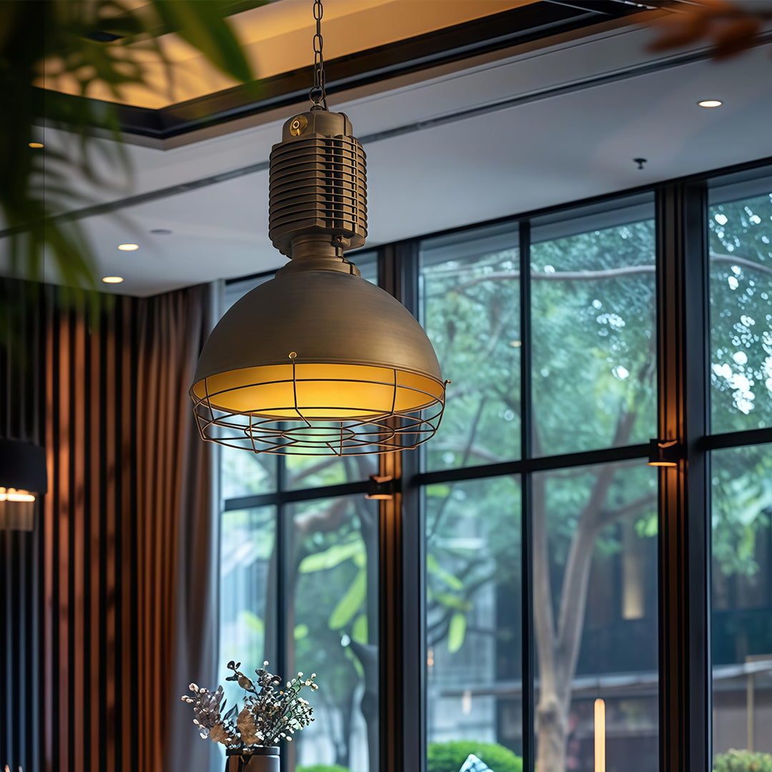 Industrial Heritage Pendant Light with Warm LED Glow