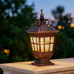 Pillar Garden Light in Chestnut Aluminum with Clear Glass Shade