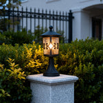 European Aluminum Outdoor Pillar Light with Clear Glass Shade