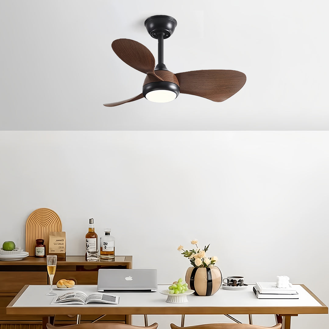 Nordic Retro Ceiling Fan with LED Light – 3-Blade Inverter Motor