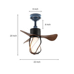 Aurelia Vintage LED Ceiling Fan with Light – 22" Flush Mount, E26, 3 Blades