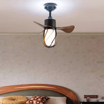 Aurelia Vintage LED Ceiling Fan with Light – 22" Flush Mount, E26, 3 Blades