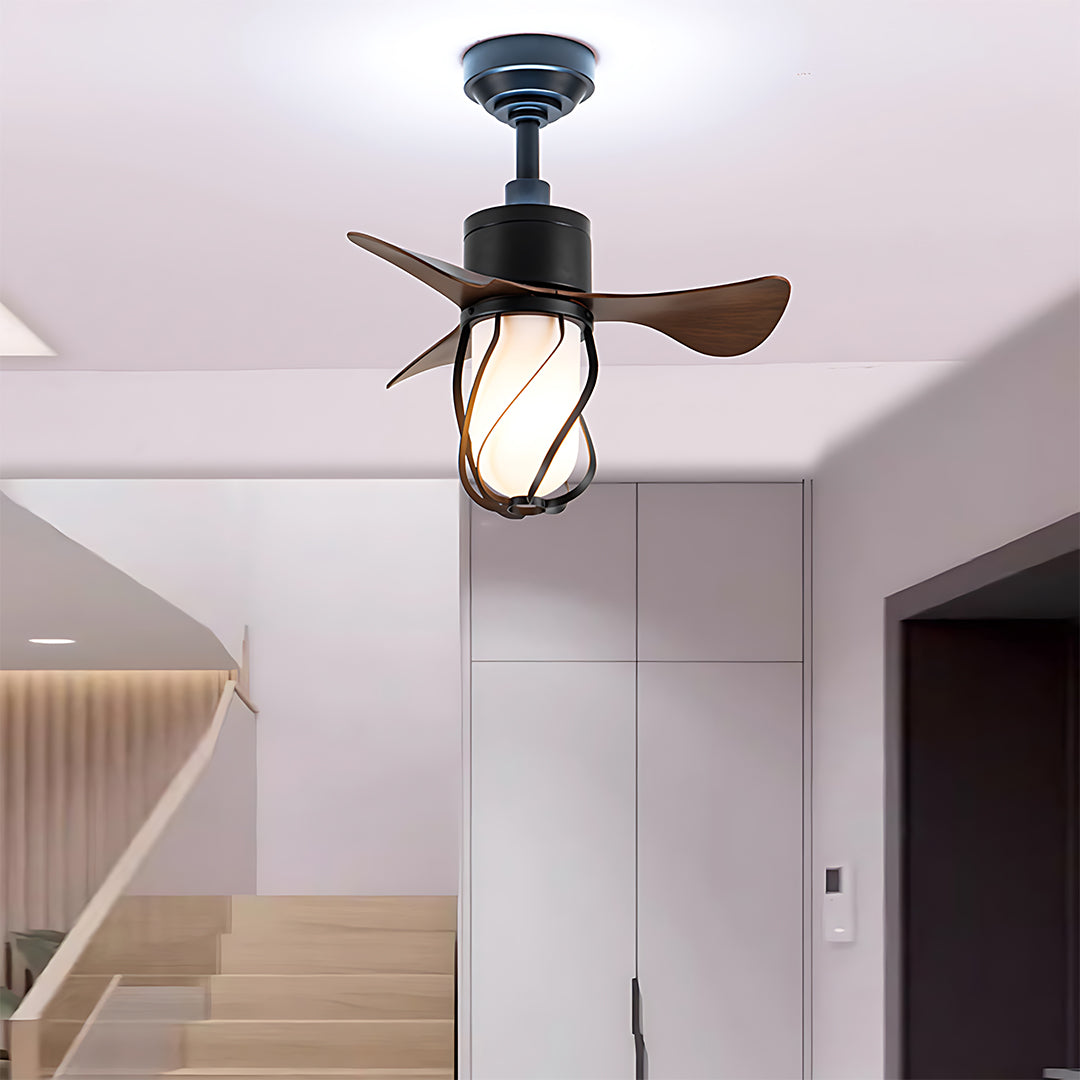 Aurelia Vintage LED Ceiling Fan with Light – 22" Flush Mount, E26, 3 Blades