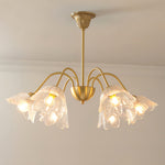 French Style Glass Petal Chandelier in Brass for Elegant Interiors