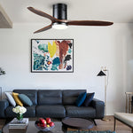 Aria Wooden Ceiling Fan with Integrated LED Light – Modern Flush Mount Fandelier