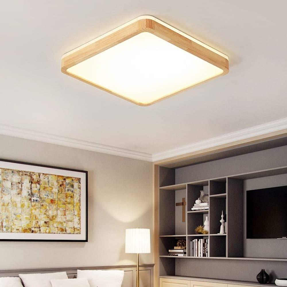 Aurelia Wood LED Flush Mount Ceiling Light – Nordic Minimalist Illumination