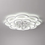 Modern Floral Acrylic Led Flush Mount Ceiling Light With Elegant Crystal Teardrops