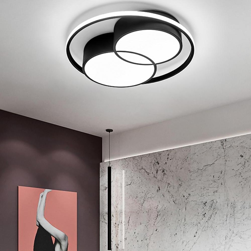 Trio of Illumination: Modern LED Flush Mount Ceiling Light in Matte Black