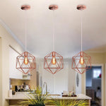 Geometric Cage LED Pendant Light in Black or Rose Gold