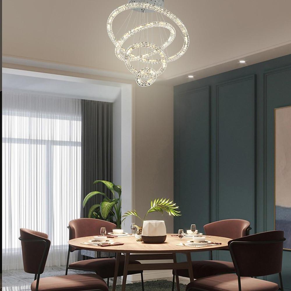 3 4 Light Led Tiered Chandelier Led Crystal Ring Hanging Pendant Light
