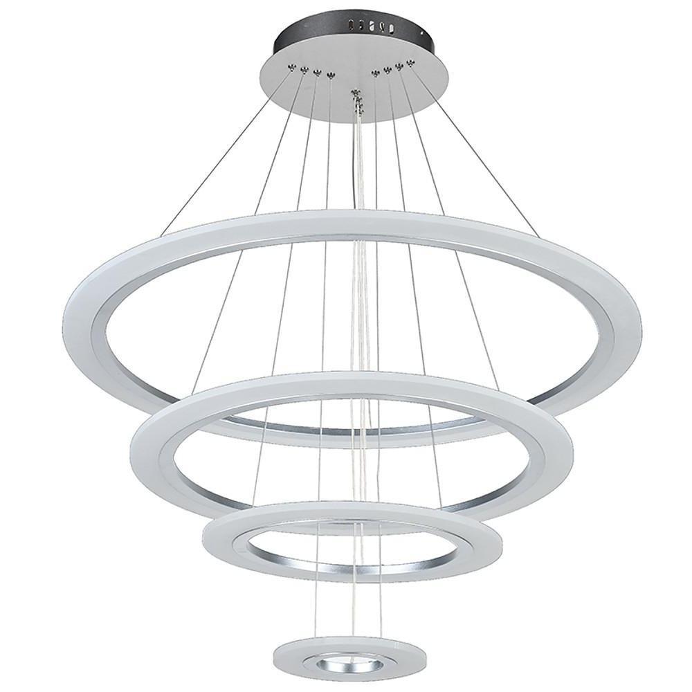 Modern 4-Ring LED Chandelier with Adjustable Hanging