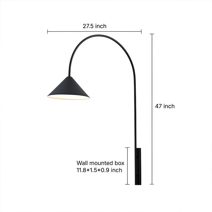 Modern Black Iron Wall Sconce with Glass Shade for Bedroom and Living Room